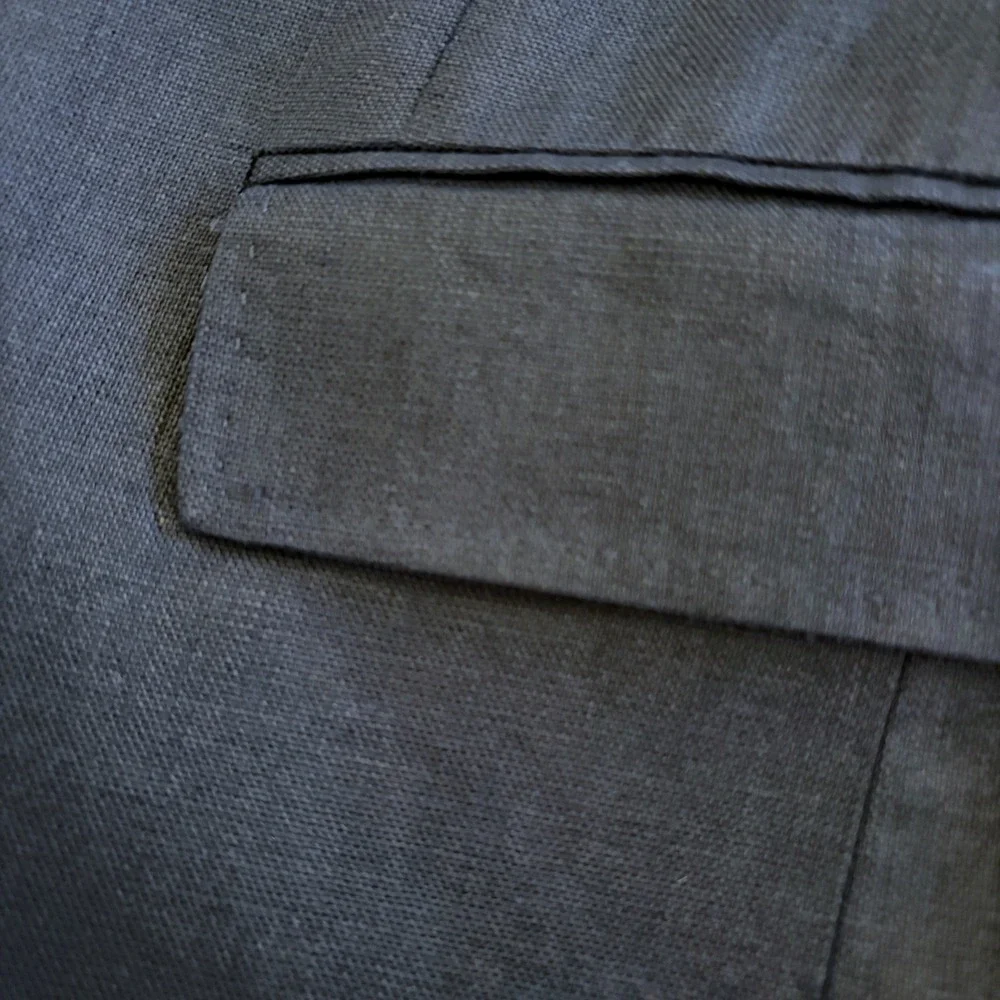 Murano Linen Blazer Mens S 38 Baird McNutt Classic Navy Blue Slim Summer Wedding